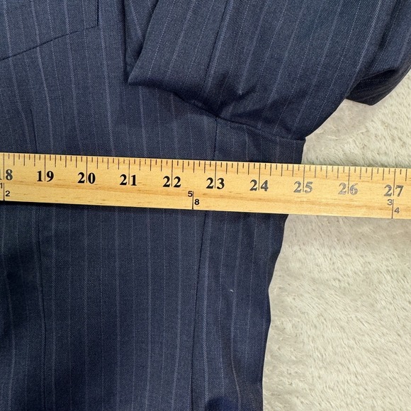 Jos A Bank Reserve Blazer Jacket Mens 48L Tailored Fit Navy Striped Wool Classic - Picture 10 of 15